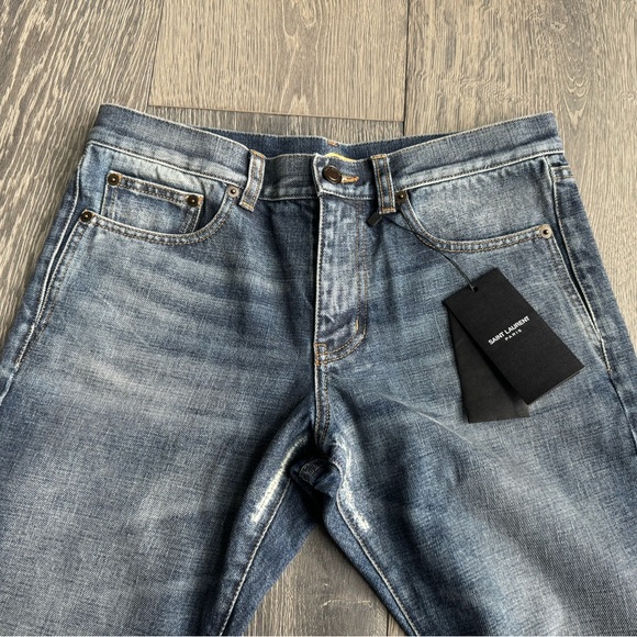 Saint Laurent Straight Leg Distressed Jeans Size 25 - Picture 2 of 10